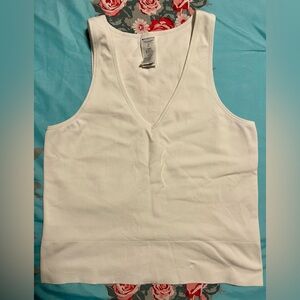 Athleta White Ribbed Top